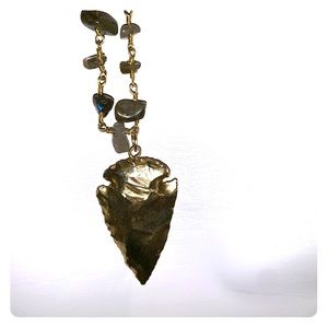 Gold Arrowhead Statement Necklace NWOT